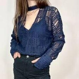 The Fifth Label Navy blue lace blouse  size S